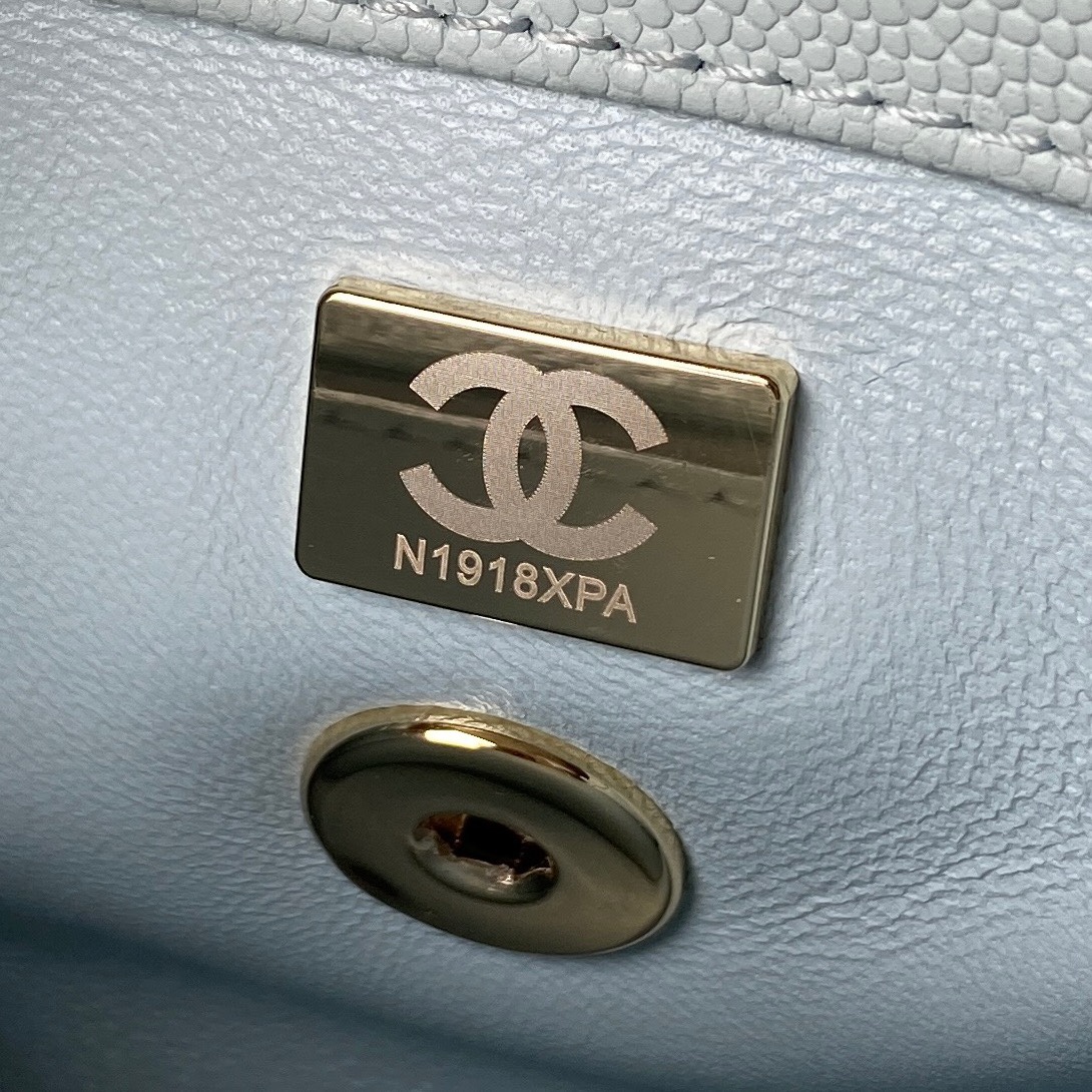 Coco Handle Mini Grained Calfskin Handbag With Top Handle AS2215 Light Blue